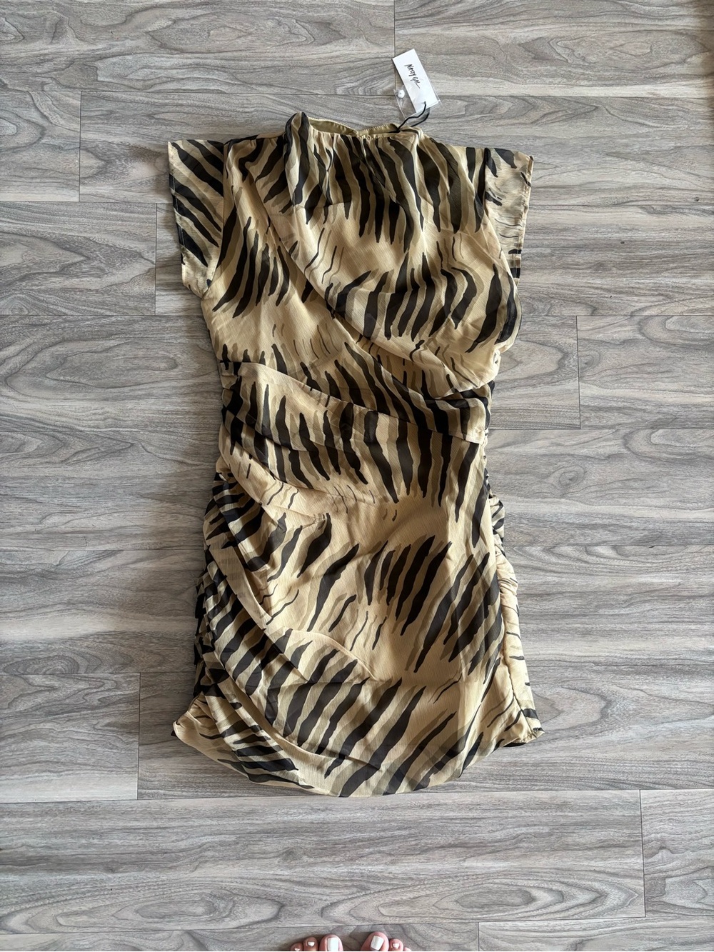 Nasty Gal Beige and Black Zebra Ruched Mini Dress